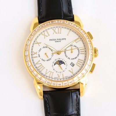 Patek Philippe Complications 9100 Movement 316L Steel 42mm White Dial Men Watch